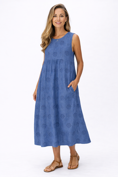 Amara | Women’s Sleeveless Midi Dress with Pockets