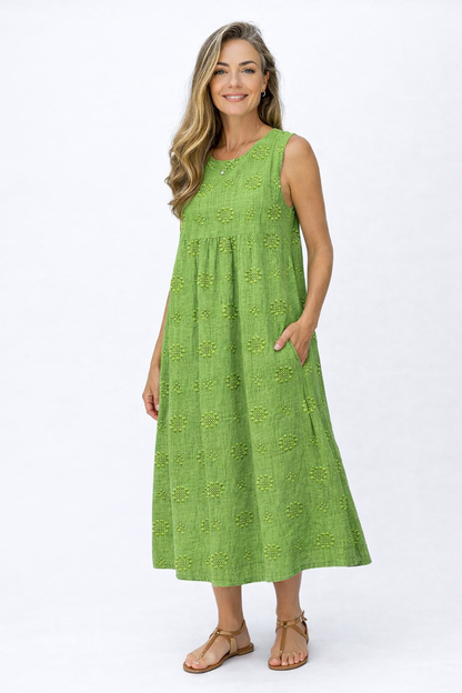 Amara | Women’s Sleeveless Midi Dress with Pockets