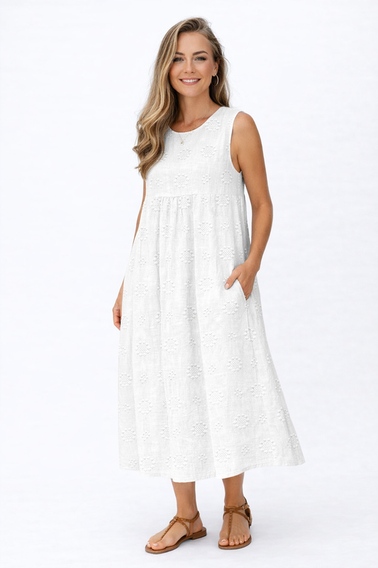 Amara | Women’s Sleeveless Midi Dress with Pockets
