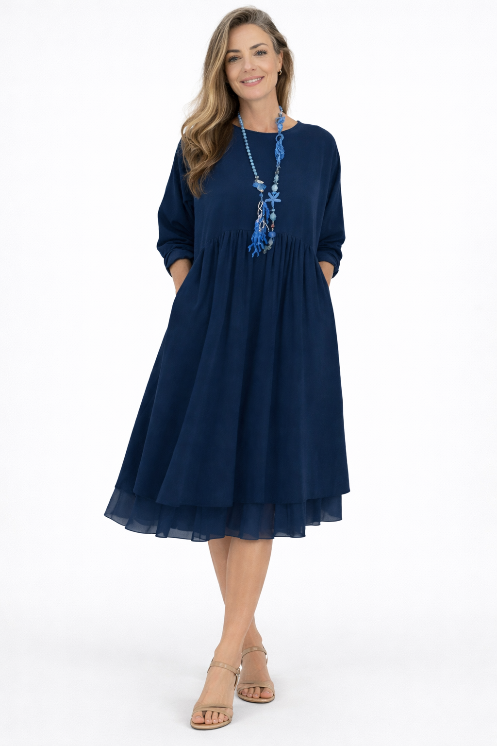 Valina | Women’s Long Sleeve Loose Fit Maxi Dress with Pockets