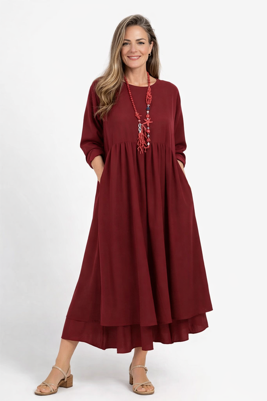 Valina | Women’s Long Sleeve Loose Fit Maxi Dress with Pockets